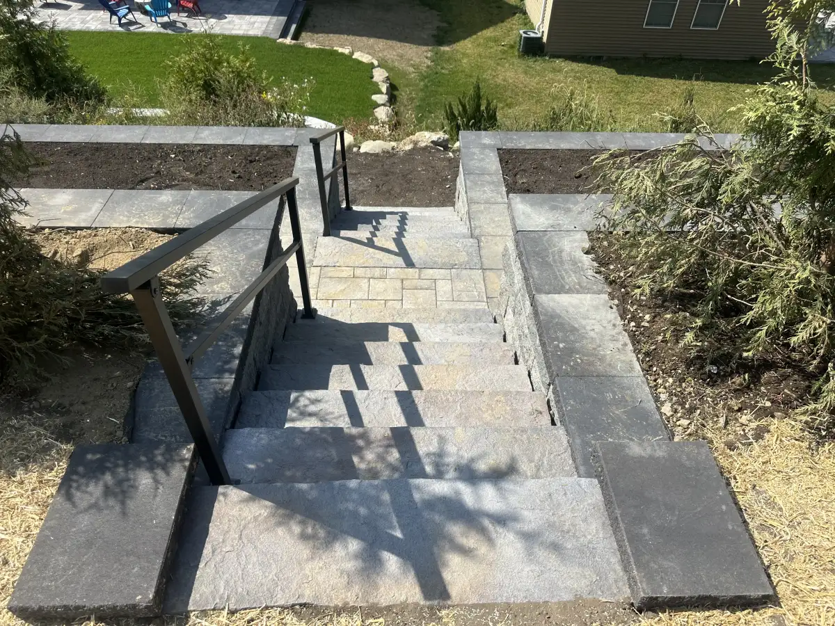 Stone steps and retaining wall in the Hudson Highlands
